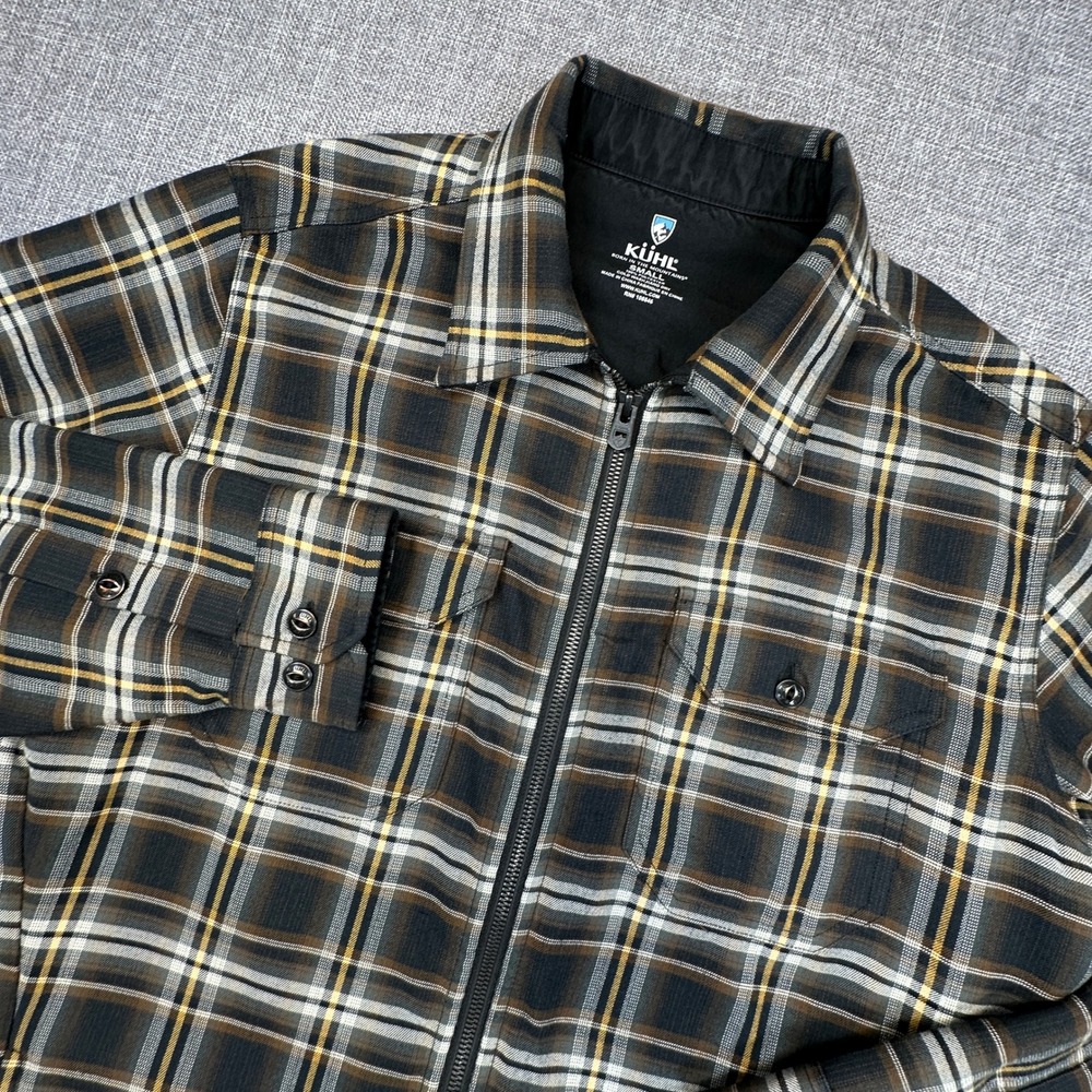 Kuhl Rift Jacket Mens Small Oversized Brown Plaid Microfleece Full Zip‎ Shacket